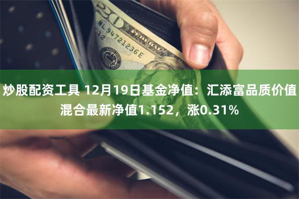 炒股配资工具 12月19日基金净值：汇添富品质价值混合最新净值1.152，涨0.31%